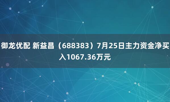 御龙优配 新益昌（688383）7月25日主力资金净买入1067.36万元
